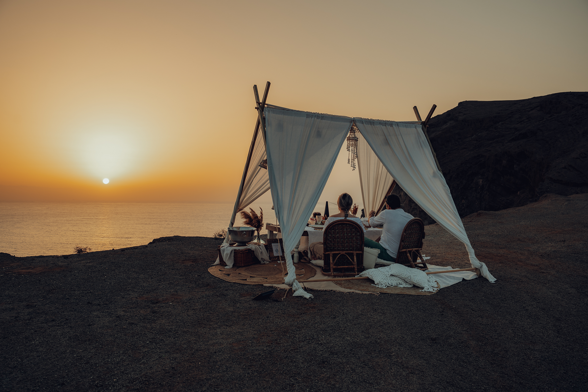 Picknick bei Sonnenuntergang